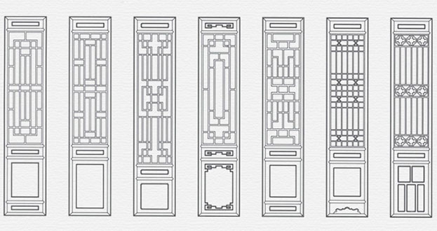 五河常用中式仿古花窗图案隔断设计图